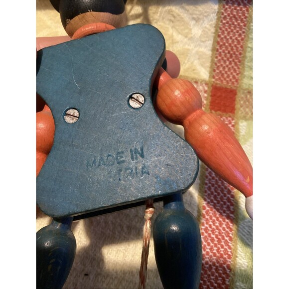 Wooden Vintage Jumping Jack Puppets Pull String Toys Ring Master Austria Clown - Picture 7 of 15